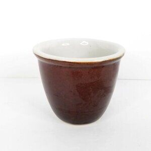 Vintage Brown White Stoneware Pottery Custard‎ Cup 9091 USA Dessert Berry Dish